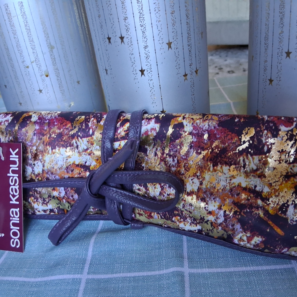 Bnwt Sonia Kashuk Artistic Purple and Gold Cosmetic Case Brush Roll Organizer - Picture 8 of 10